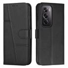 For OPPO Reno12 Pro Global Stitching Calf Texture Buckle Leather Phone Case(Black) - 1