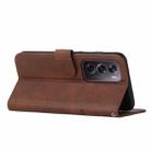 For OPPO Reno12 Pro Global Stitching Calf Texture Buckle Leather Phone Case(Brown) - 3