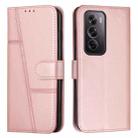 For OPPO Reno12 Pro Global Stitching Calf Texture Buckle Leather Phone Case(Rose Gold) - 1
