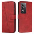 For OPPO A3 Pro Stitching Calf Texture Buckle Leather Phone Case(Red) - 1