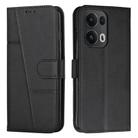 For OPPO Reno13 Pro 5G Global Stitching Calf Texture Buckle Leather Phone Case(Black) - 1