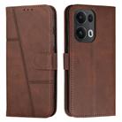 For OPPO Reno13 Pro 5G Global Stitching Calf Texture Buckle Leather Phone Case(Brown) - 1