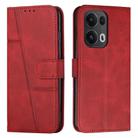 For OPPO Reno13 Pro 5G Global Stitching Calf Texture Buckle Leather Phone Case(Red) - 1