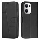 For OPPO Reno13 5G Global Stitching Calf Texture Buckle Leather Phone Case(Black) - 1