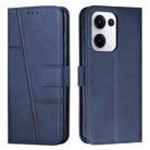 For OPPO Reno13 5G Global Stitching Calf Texture Buckle Leather Phone Case(Blue) - 1