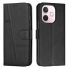 For OPPO A5 Pro 5G Global Stitching Calf Texture Buckle Leather Phone Case(Black) - 1