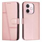For OPPO A5 Pro 5G Global Stitching Calf Texture Buckle Leather Phone Case(Rose Gold) - 1