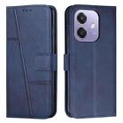 For OPPO A5x 5G Global Stitching Calf Texture Buckle Leather Phone Case(Blue) - 1