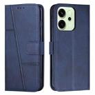 For OPPO Reno14 Global / Reno14 F 5G Stitching Calf Texture Buckle Leather Phone Case(Blue) - 1