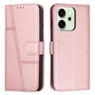 For OPPO Reno14 Global / Reno14 F 5G Stitching Calf Texture Buckle Leather Phone Case(Rose Gold) - 1