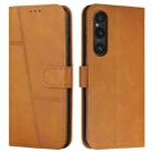 For Sony Xperia 1 V 2023 Stitching Calf Texture Buckle Leather Phone Case(Yellow) - 1