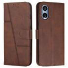 For Sony Xperia 5 V Stitching Calf Texture Buckle Leather Phone Case(Brown) - 1