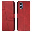 For Sony Xperia 5 V Stitching Calf Texture Buckle Leather Phone Case(Red) - 1