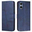 For Sony Xperia 5 V Stitching Calf Texture Buckle Leather Phone Case(Blue) - 1