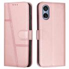 For Sony Xperia 5 V Stitching Calf Texture Buckle Leather Phone Case(Pink) - 1
