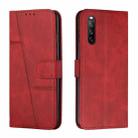 For Sony Xperia 10 V 2023 Stitching Calf Texture Buckle Leather Phone Case(Red) - 1