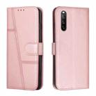 For Sony Xperia 10 V 2023 Stitching Calf Texture Buckle Leather Phone Case(Pink) - 1