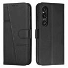 For Sony Xperia 1 VI Stitching Calf Texture Buckle Leather Phone Case(Black) - 1
