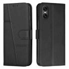 For Sony Xperia 10 VI Stitching Calf Texture Buckle Leather Phone Case(Black) - 1