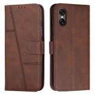 For Sony Xperia 10 VI Stitching Calf Texture Buckle Leather Phone Case(Brown) - 1