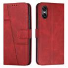 For Sony Xperia 10 VI Stitching Calf Texture Buckle Leather Phone Case(Red) - 1