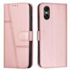 For Sony Xperia 10 VI Stitching Calf Texture Buckle Leather Phone Case(Pink) - 1