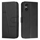 For Sony Xperia 5 VI Stitching Calf Texture Buckle Leather Phone Case(Black) - 1