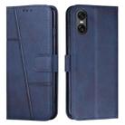 For Sony Xperia 5 VI Stitching Calf Texture Buckle Leather Phone Case(Blue) - 1