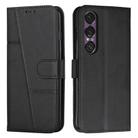 For Sony Xperia 1 VII Stitching Calf Texture Buckle Leather Phone Case(Black) - 1