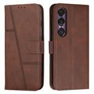 For Sony Xperia 1 VII Stitching Calf Texture Buckle Leather Phone Case(Brown) - 1