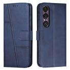 For Sony Xperia 1 VII Stitching Calf Texture Buckle Leather Phone Case(Blue) - 1