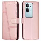 For vivo S17 / vivo S17 Pro Stitching Calf Texture Buckle Leather Phone Case(Pink) - 1