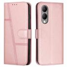 For vivo Y17s Stitching Calf Texture Buckle Leather Phone Case(Pink) - 1