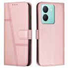For vivo Y78 5G / Y36 Stitching Calf Texture Buckle Leather Phone Case(Pink) - 1