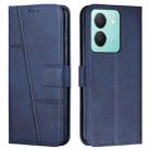 For vivo Y78 5G / Y36 Stitching Calf Texture Buckle Leather Phone Case(Blue) - 1
