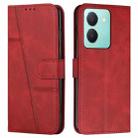 For vivo Y78 5G / Y36 Stitching Calf Texture Buckle Leather Phone Case(Red) - 1