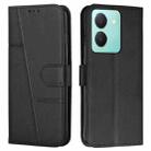 For vivo Y78 5G / Y36 Stitching Calf Texture Buckle Leather Phone Case(Black) - 1