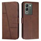 For vivo Y200 Stitching Calf Texture Buckle Leather Phone Case(Brown) - 1