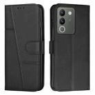 For vivo Y200 Stitching Calf Texture Buckle Leather Phone Case(Black) - 1
