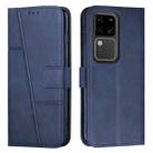 For vivo S18 / S18 Pro Stitching Calf Texture Buckle Leather Phone Case(Blue) - 1