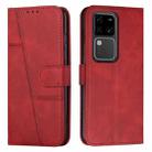 For vivo S18 / S18 Pro Stitching Calf Texture Buckle Leather Phone Case(Red) - 1