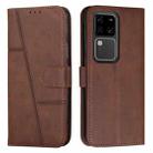 For vivo S18 / S18 Pro Stitching Calf Texture Buckle Leather Phone Case(Brown) - 1