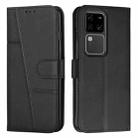 For vivo S18 / S18 Pro Stitching Calf Texture Buckle Leather Phone Case(Black) - 1