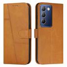 For vivo Y100 IDN Stitching Calf Texture Buckle Leather Phone Case(Yellow) - 1