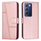 For vivo Y100 IDN Stitching Calf Texture Buckle Leather Phone Case(Pink) - 1