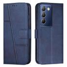 For vivo Y100 IDN Stitching Calf Texture Buckle Leather Phone Case(Blue) - 1