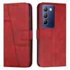 For vivo Y100 IDN Stitching Calf Texture Buckle Leather Phone Case(Red) - 1