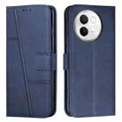 For vivo V30e Stitching Calf Texture Buckle Leather Phone Case(Blue) - 1