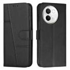 For vivo V30e Stitching Calf Texture Buckle Leather Phone Case(Black) - 1