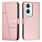 For vivo Y03 / Y18 / Y18e Stitching Calf Texture Buckle Leather Phone Case(Pink) - 1